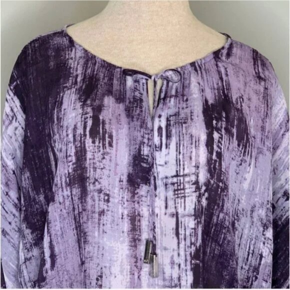 MICHAEL Michael Kors Women's Boho V-Neck Abstract Print Blouse Size Large - Picture 7 of 14